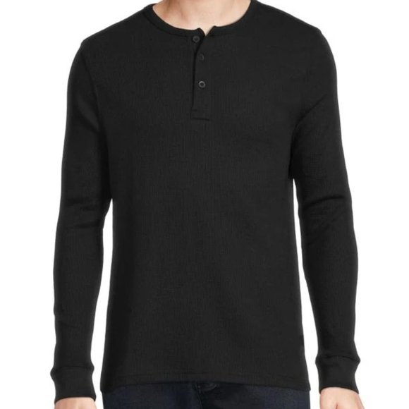 ONIA Henley Waffle Cotton Textured Knit Long Slv Deep Navy Polo Shirt Large NWT - Picture 2 of 7